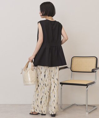 AMERICAN HOLIC 【イージーケア】リネンライクペプラムベスト Black