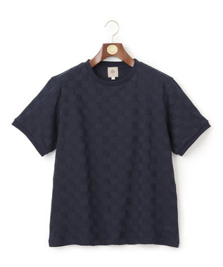 J.PRESS MEN ブロックリンクス クルーネック Tシャツ ネイビー系