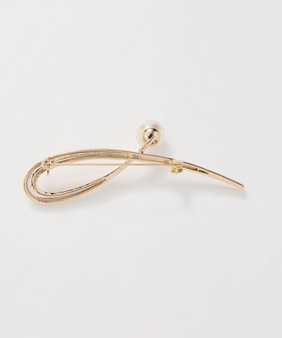 Phoebe 2wayスタイリッシュクロスカーブパールブローチネックレス　ゴールド ゴールド