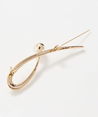 Phoebe 2wayスタイリッシュクロスカーブパールブローチネックレス　ゴールド ゴールド