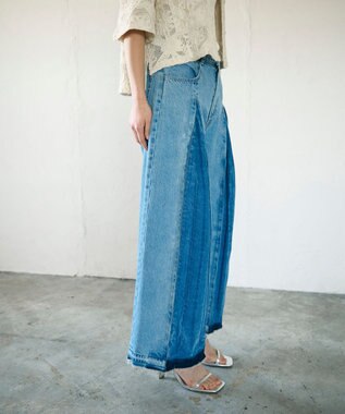 GRACE CONTINENTAL ボックスタックデニムパンツ インディゴ