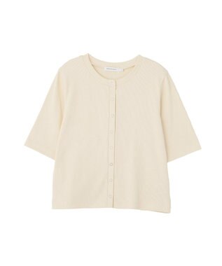 AMERICAN HOLIC 【マルチ機能】リブ半袖カーディガン Ivory