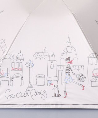 AURORA BLAO (ブラオ) イラスト柄 晴雨兼用傘 (折り畳み・ミニ) ベージュ