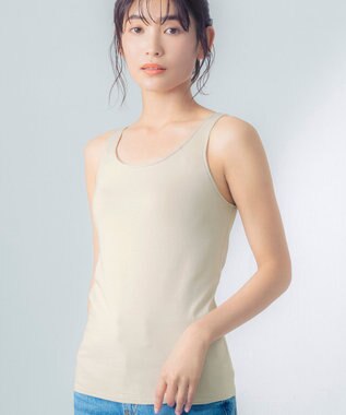 Wing カップ付きタンクトップ 綿混(身生地部) ラク きれいなバストシルエット 【シンクロブラトップ 綿混タイプ】 ブラトップ ET1132 ウイング／ワコール クリーム