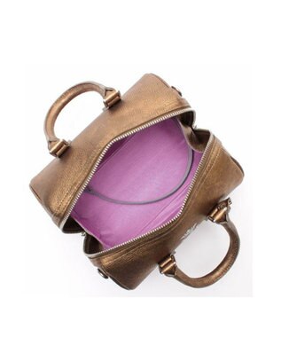 A.D.M.J. 【牛革】メタリックレザー/ドラムボストンＳ ブラス　ブラウン