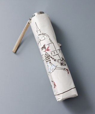 AURORA BLAO (ブラオ) イラスト柄 晴雨兼用傘 (折り畳み・ミニ) ベージュ