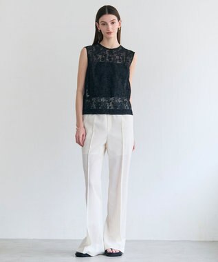BEIGE， FLUORITE / 異素材コンビ レースブラウス Black