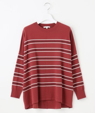 自由区 L 【WEB限定カラーあり】レーヨンストレッチ ニットT [新色]ローズボーダー