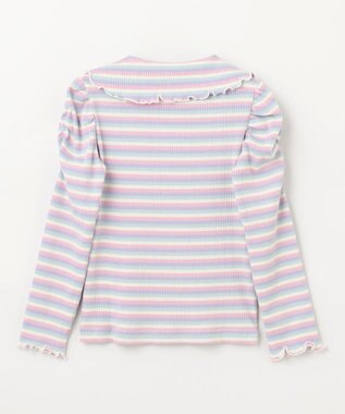 ANY KIDS リボン テレコボーダー Ｔシャツ ラベンダー系