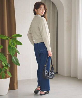 Feroux 【洗える】ラメシャギー カーディガン ベージュ系