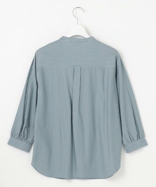 J.PRESS LADIES L ストライプジャージー ピンタック カットソー グレイッシュグリーン系