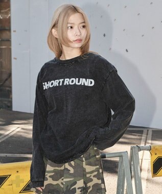 WEGO 【ユニセックス着用ITEM】ケミカルウォッシュグラフィックT（LS） ブラック