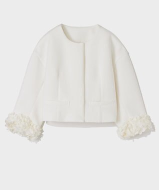 GRACE CONTINENTAL フラワーチュール切替ジャケット ホワイト