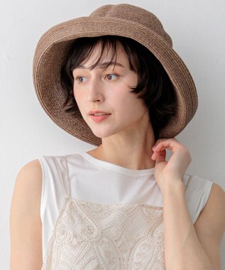 23区 ペーパーブレード エッジアップ ハット ダークブラウン系