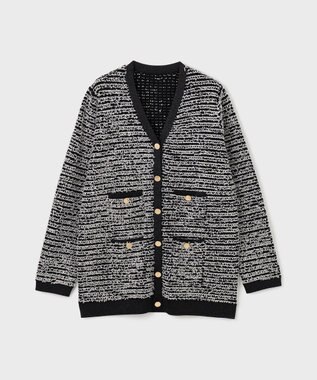 GRACE CONTINENTAL ツイードバイカラーニットカーディガン バイカラー