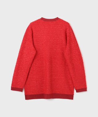 GRACE CONTINENTAL ツイードバイカラーニットカーディガン レッド