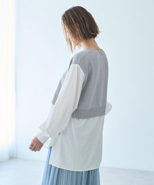 YECCA VECCA ニットレイヤードリボンシャツ Black