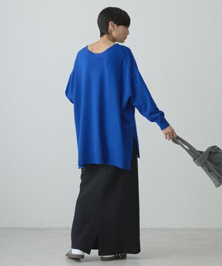AMERICAN HOLIC バイパチＶネックロングニットプルオーバー Blue
