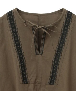 CRAFT STANDARD BOUTIQUE 刺繍入りツイルＶネックチュニック Khaki