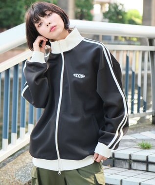 WEGO 【ユニセックス着用ITEM】ライントラックジャケット ブラック