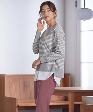 ANY SIS 【洗える】シャツコンビレイヤード カットソー オフ