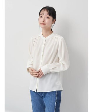 earth music&ecology バンドカラーブラウス Off White