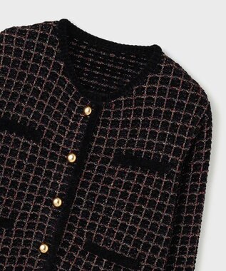 GRACE CONTINENTAL ツイードニットカーディガン ブラック