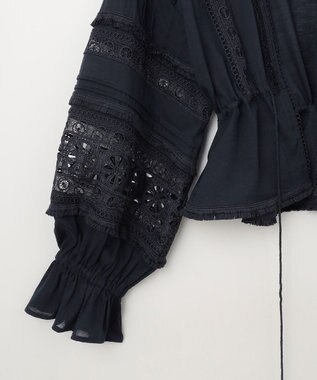 GRACE CONTINENTAL レースパッチブラウス ネイビー