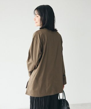 CRAFT STANDARD BOUTIQUE 刺繍入りツイルＶネックチュニック Khaki