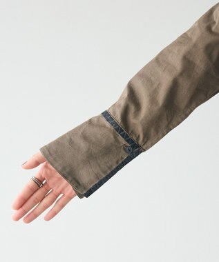 CRAFT STANDARD BOUTIQUE 刺繍入りツイルＶネックチュニック Khaki