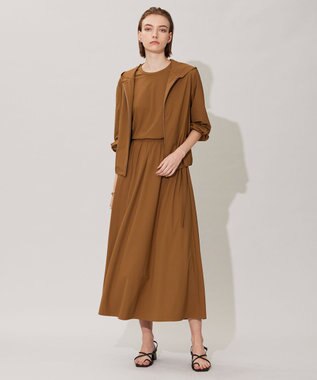 ICB 【接触冷感・UVカット・速乾・洗える】マットスキューバ フレアスカート キャメル系