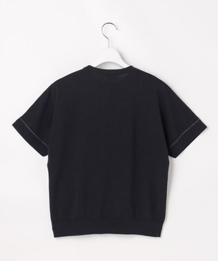 J.PRESS LADIES COOL MINT COTTON POLYESTER ヘンリーネック ニット プルオーバー ネイビー系