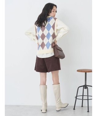 earth music&ecology アーガイルニットベスト Cream