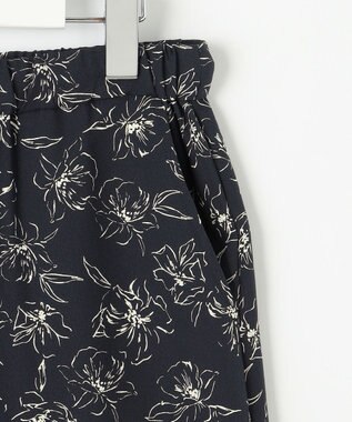 J.PRESS LADIES L 【洗える】ラインフラワープリント ワイドパンツ ネイビーベース系