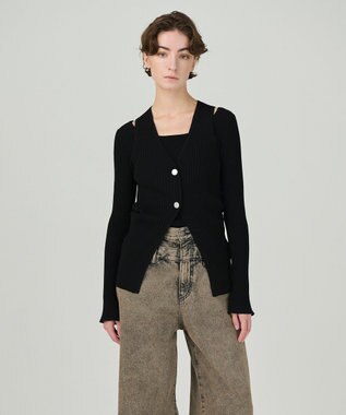 GRACE CONTINENTAL リブニットベスト ブラック