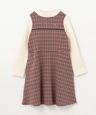 組曲 KIDS 【110-140㎝】チェックジャガード ワンピース ブラウン系3