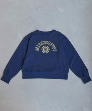 WEGO 【ANGIE VINTAGE】ピグメントカレッジロゴショートスウェット ネイビー