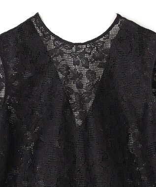 BEIGE， FLUORITE / 異素材コンビ レースブラウス Black
