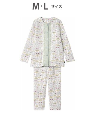 WACOAL パジャマ 長袖 長ズボン 綿混(本体) あったか ミントン レディース NDW426 /ワコール ホワイト