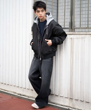 WEGO 【ユニセックス着用ITEM】パテッドフードMA－1 ブラック