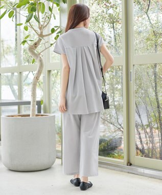 Tiaclasse L 【冷凛(ひやりん)カノコ】スキッパー襟フレンチスリーブチュニック グレー