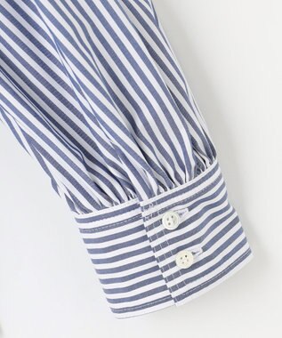 #Newans 【洗濯機可】ステッチデザインリボンタイブラウス ネイビーストライプ