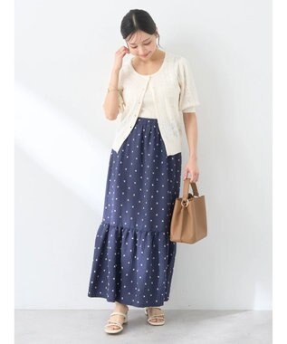 earth music&ecology ドットドビーフレアスカート Navy