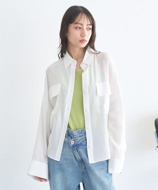 earth music&ecology Ｗポケットシャツ Off White