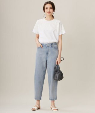 自由区 【洗える】ウスカルデニム カーブパンツ ライトインディゴ