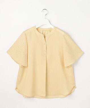 ANY SIS S スムージーポリエステル スキッパー ブラウス イエローストライプ