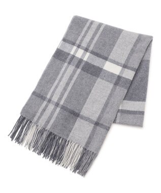 23区 カシミヤ チェック ストール グレー系