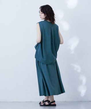 J.PRESS YORK STREET 【WOMEN】タックノースリーブ プルオーバー ダークグリーン系