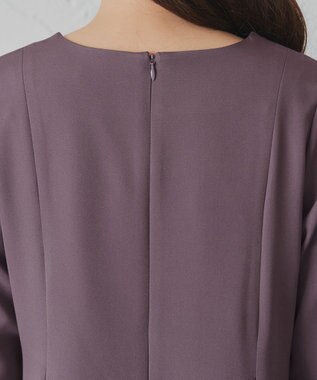 Tiaclasse 【洗える】ビジュー付きフロント切替タックワンピース プラム