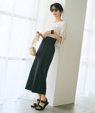 自由区 ナノシアースムース 袖デザイン カットソー ライトグレー系